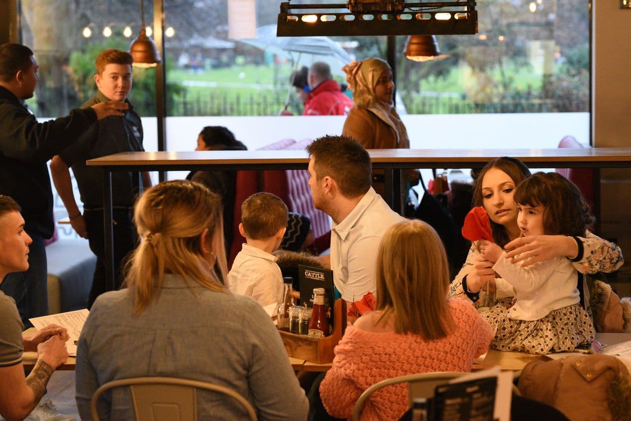 BBQ grill with food cooking outdoors